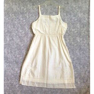 Old Navy Pintuck Dress Large Sea Salt Sheer Lined Babydoll Boho Beach Resort